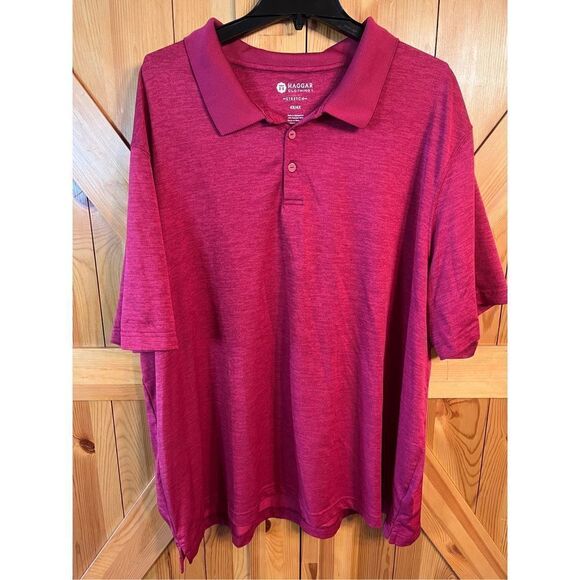 Haggar Clothing Red Heathered Polo Shirt Short Sleeves Polyester Men's Size 4X ( - Picture 1 of 5